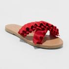 Target Women's Cimberly Ruffle Crossband Slide Sandals - A New Day Red