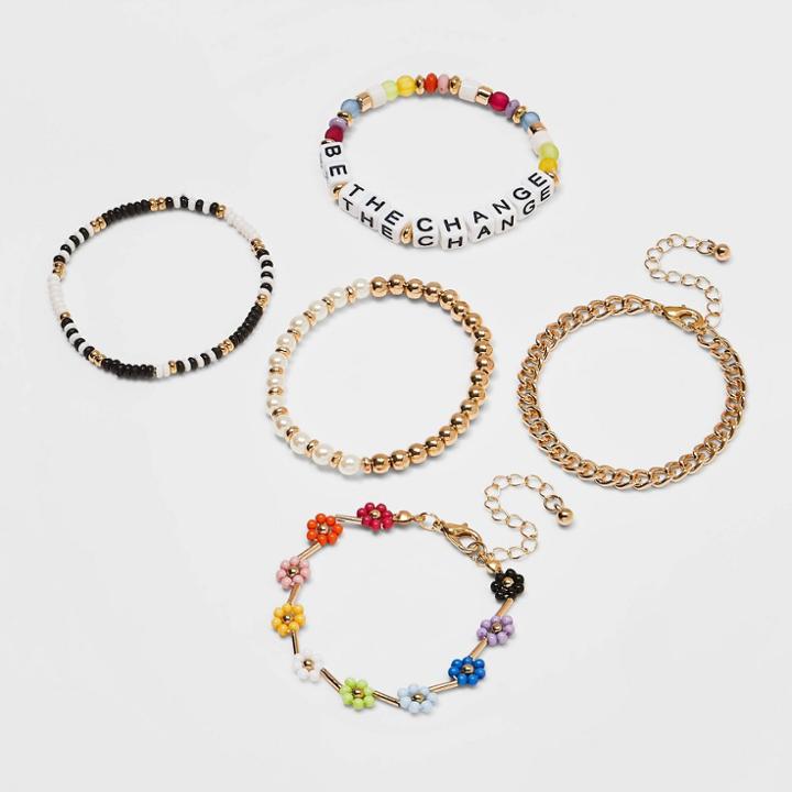Girls' 5pk 'be The Change' Bracelet Set - Art Class , One Color