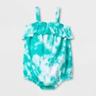 Baby Girls' Ruffle Knit Romper - Cat & Jack Aqua Newborn, Girl's, Blue