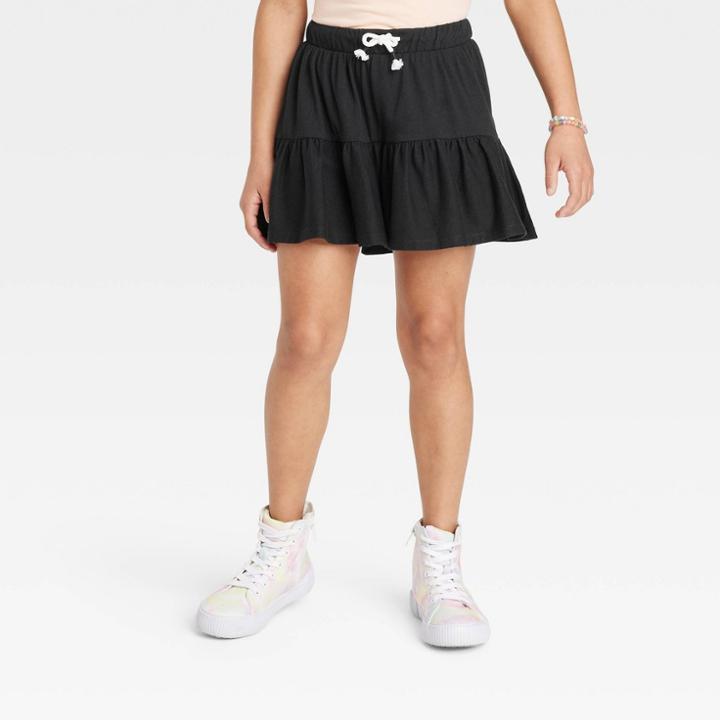 Girls' Tiered Knit Skort - Cat & Jack Black