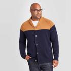 Men's Tall Colorblock Regular Fit Button-down Shawl Sweater - Goodfellow & Co Navy
