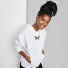 Women's Oversized Hoodie - Wild Fable White Butterfly Embroidery