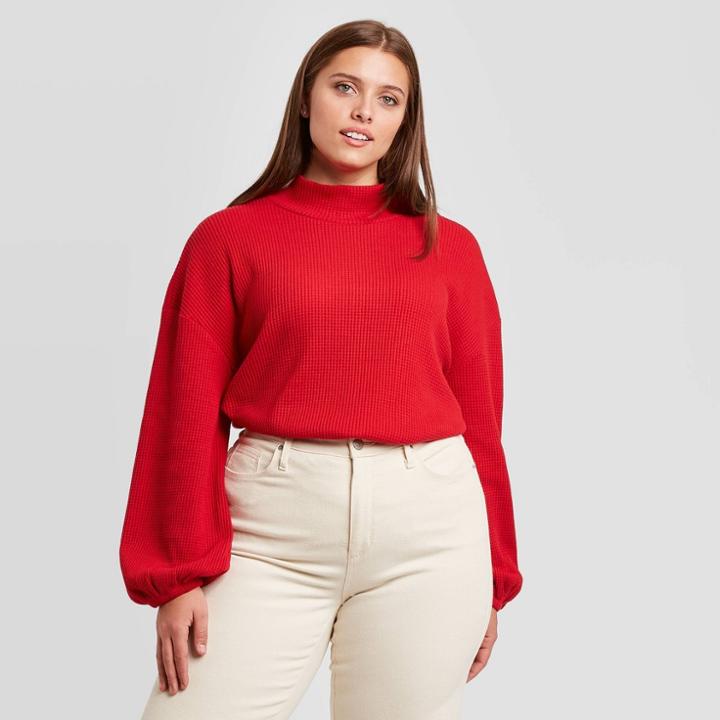 Women's Plus Size Pullover Sweatshirt - Ava & Viv Red X
