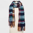 Women's Striped Brushed Yard Color Block Blanket Scarf - Wild Fable Blue One Size, Women's