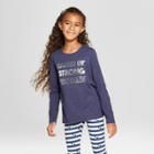 Girls' Long Sleeve Strong Women Graphic T-shirt - Cat & Jack Navy