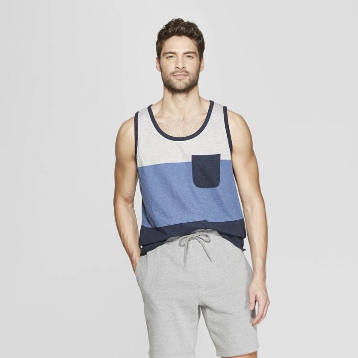 Men's Standard Fit Sleeveless Novelty Pocket Tank - Goodfellow & Co Xavier Navy