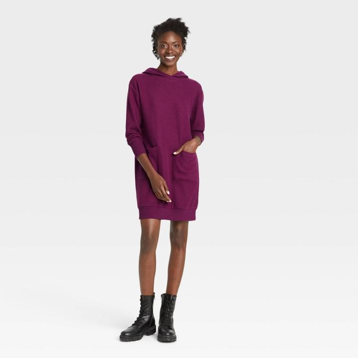 Women's Long Sleeve Hoodie Dress - Who What Wear Plum Purple