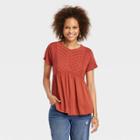 Women's Short Sleeve Pintuck T-shirt - Knox Rose Red