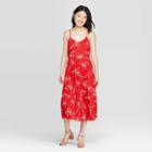 Women's Floral Print Sleeveless V-neck Maxi Dress- A New Day Red
