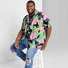 Men's Big & Tall Short Sleeve Button-down Shirt - Original Use Black/floral Print