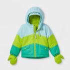Toddler Boys' Colorblock Bomber Jacket - Cat & Jack Teal/lime