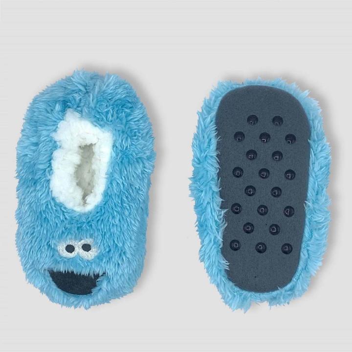 Toddler Sesame Street Cookie Monster Slipper Socks - Blue