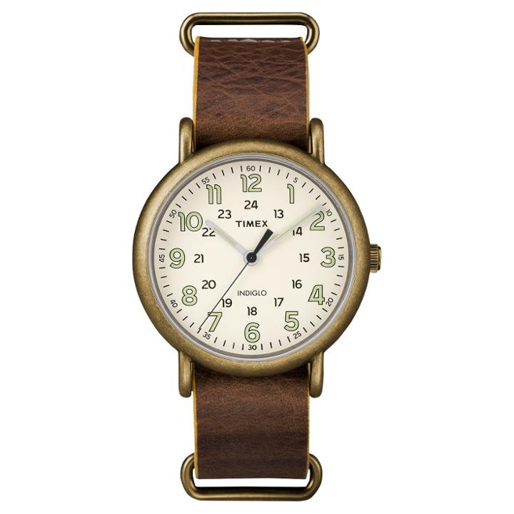 Timex Weekender Slip Thru Leather Strap Watch - Brown Tw2p85700jt, Adult Unisex
