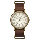 Timex Weekender Slip Thru Leather Strap Watch - Brown Tw2p85700jt, Adult Unisex