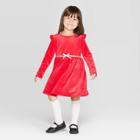 Oshkosh B'gosh Toddler Girls' Long Sleeve Velour Dress - Red 12m, Toddler Girl's
