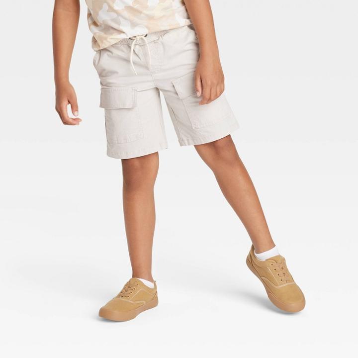 Boys' Ripstop Pull-on 'at The Knee' Cargo Shorts - Cat & Jack Beige