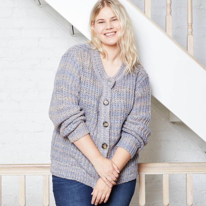 Women's Plus Size Button-front Cropped Cardigan - Universal Thread Blue
