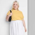 Women's Plus Size Short Sleeve Roll Cuff Boxy T-shirt - Wild Fable Vintage Yellow