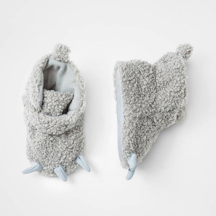 Baby Boys' Bear Booties - Cloud Island Gray 3-6m, Gray/blue