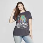 Women's Sesame Street Plus Size Short Sleeve Crew Neck Front/back T-shirt (juniors') - Black