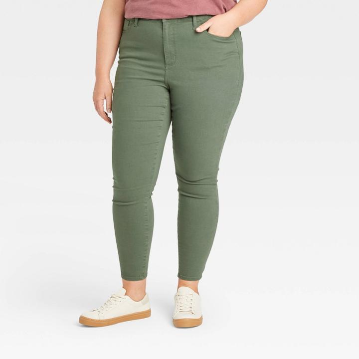 Women's Plus Size High-rise Skinny Jeans - Universal Thread Green Olive