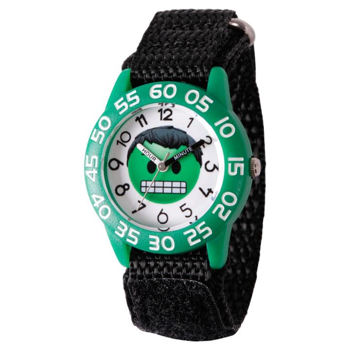 Boys' Marvel Emoji Hulk Plastic Time Teacher Watch - Black