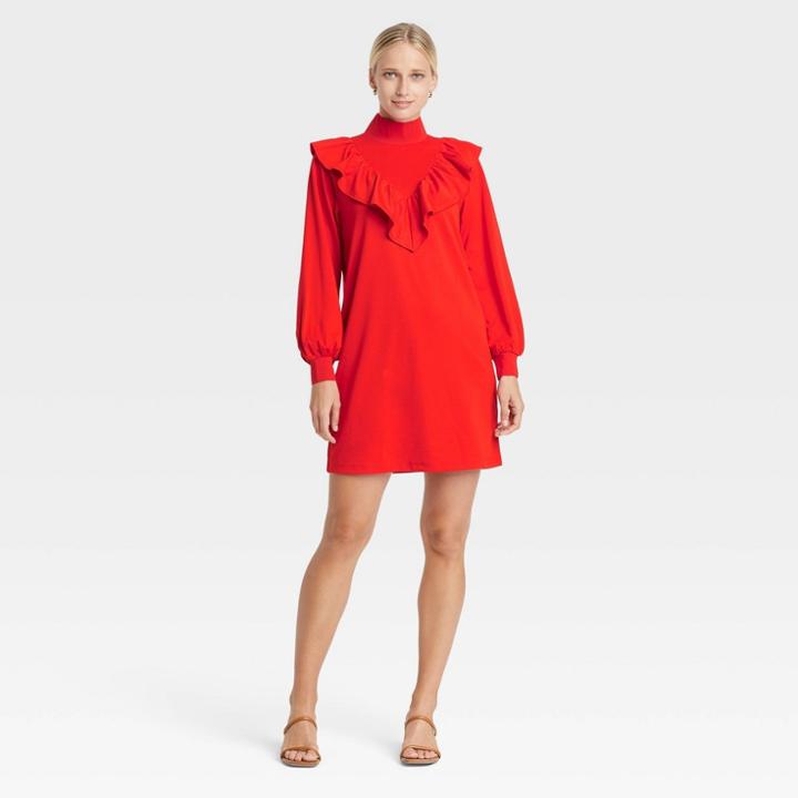 Women's Long Sleeve Sheath Dress - Who What Wear Dark Red