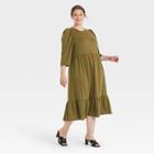 Women's Plus Size Floral Print Raglan Long Sleeve High Low Dress - Who What Wear Green