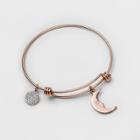 Target Stainless Steel I Love You To The Moon And Back Bangle Bracelet (8) - Rose Gold, Girl's, Pink