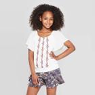 Girls' Off The Shoulder Smocked Top - Art Class White