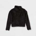 Girls' High Pile Sherpa Fleece 1/4 Zip Pullover Sweatshirt - All In Motion Black