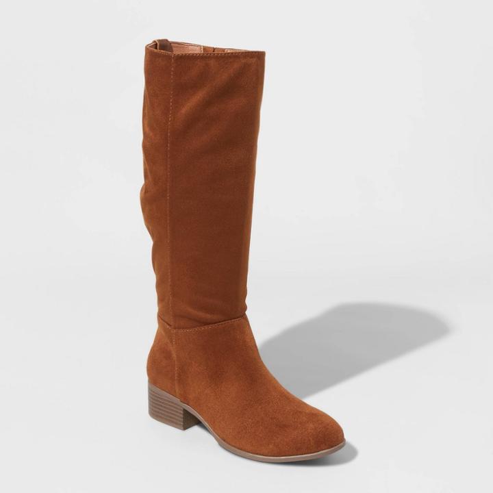 Women's Hilda Microsuede Scrunch Booties - Universal Thread Cognac