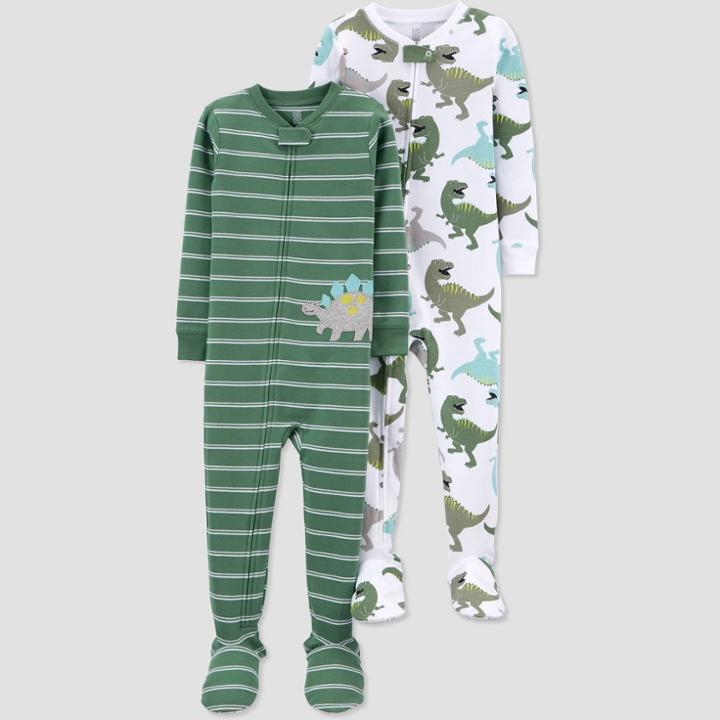 Baby Boys' 2pk Dino Footed Pajama - Just One You Made By Carter's Green
