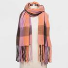 Women's Plaid Blanket Scarf - A New Day Pink