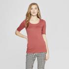 Women's Elbow Length Fitted T-shirt - A New Day Dark Pink