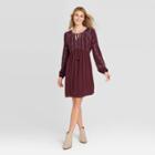 Women's Long Sleeve Embroidered Dress - Knox Rose Burgundy