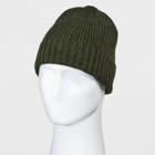 Men's Mixed Rib Fleece Lined Beanie - Goodfellow & Co Olive One Size, Green