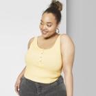Women's Plus Size Sleeveless Snap Placket Tank Top - Wild Fable Straw Yellow