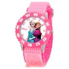 Disney Girls' Frozen Anna And Elsa Stainless Steel With Bezel Watch - Pink