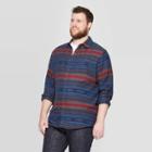 Men's Tall Striped Standard Fit Novelty Flannel Button-down Shirt - Goodfellow & Co Xavier Navy Mt, Men's, Xavier Blue