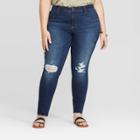 Target Women's Plus Size Mid-rise Distressed Jeggings - Universal Thread Dark Blue