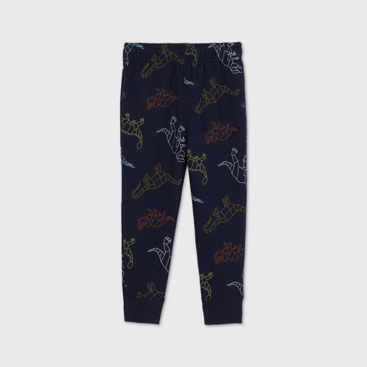 Toddler Boys' Dino Print Fleece Jogger Pull-on Pants - Cat & Jack Navy