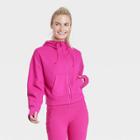 Women's Ribbed Fleece Cropped Hooded Sweatshirt - All In Motion Berry Purple