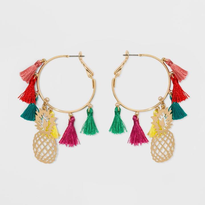 Sugarfix By Baublebar Tassel Hoop Pineapple Earrings, Girl's,