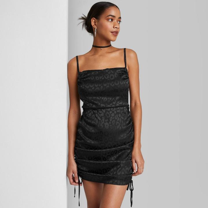 Women's Sleeveless Ruched Side Bodycon Dress - Wild Fable Black