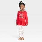 Toddler Girls' 'love You More' Cozy Top & Heart Leggings Set - Cat & Jack Red