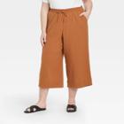 Women's Plus Size Cropped Gauze Pants - Ava & Viv Rust X, Brown