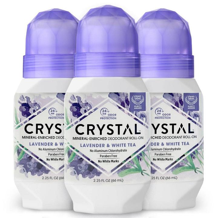 Crystal Mineral Roll-on Deodorant - Lavender & White Tea - 2.25 Fl Oz/3pk