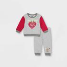 Disney Baby Boys' Star Wars Baby Yoda Valentine's Day Top And Bottom Set - Heather Gray Newborn