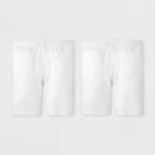 Girls' 2pk Mid-length Bike Shorts - Cat & Jack White, Size: Medium, Child